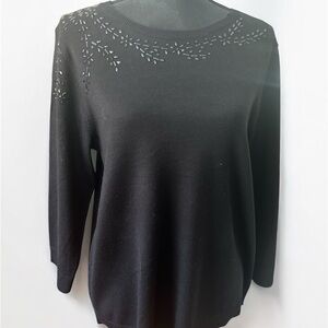 Chic Black Women's Sweater with Embellishments